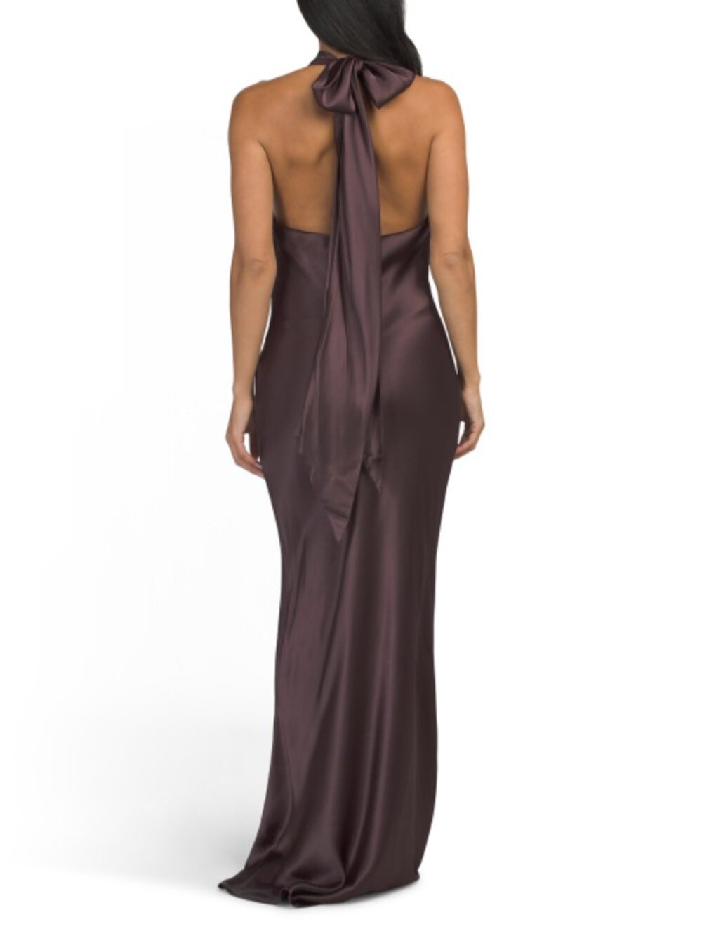 BETSY & ADAM Made In Usa High Neck Satin Gown - Picture 2 of 3